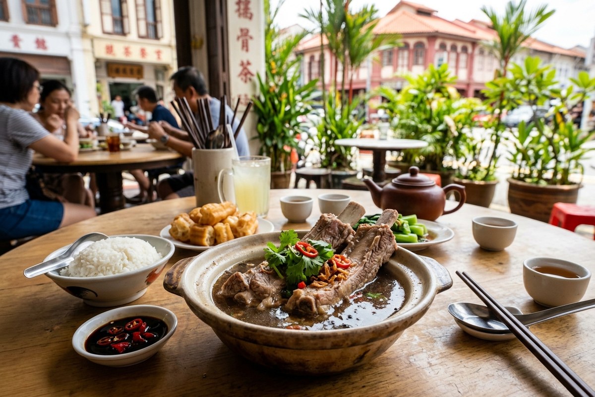 大きな骨付き肉が入った胡椒の効いたバクテー（發起人肉骨茶（ファウンダー・バクテー）のイメージ）